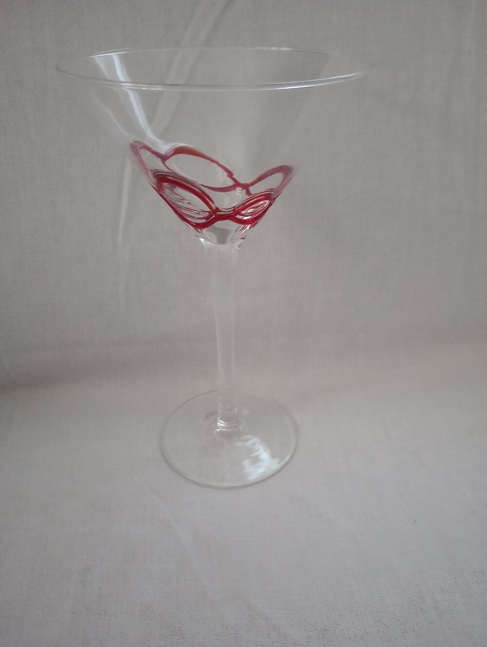 Pier 1 Swirline Red 8" Martini Glass